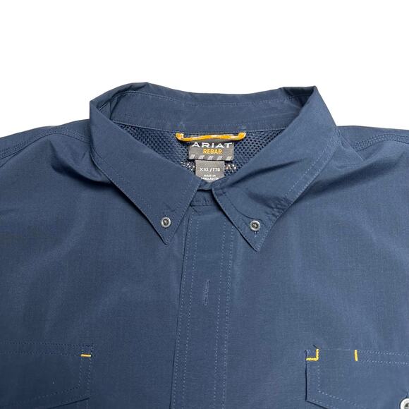 Ariat | Men | Rebar Made Tough Navy Vented SS Button Up Work Shirt | Size XXL - Picture 9 of 14